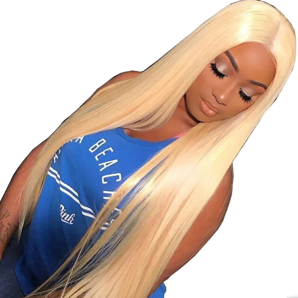 

Premier Lace Wigs can dye to any color brazilian virgin remy human hair silky straight 613 blonde lace wig