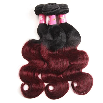 Silky Shine Burgundy Cabelo Wet And Wavy Brazilian Remy Hair Weave