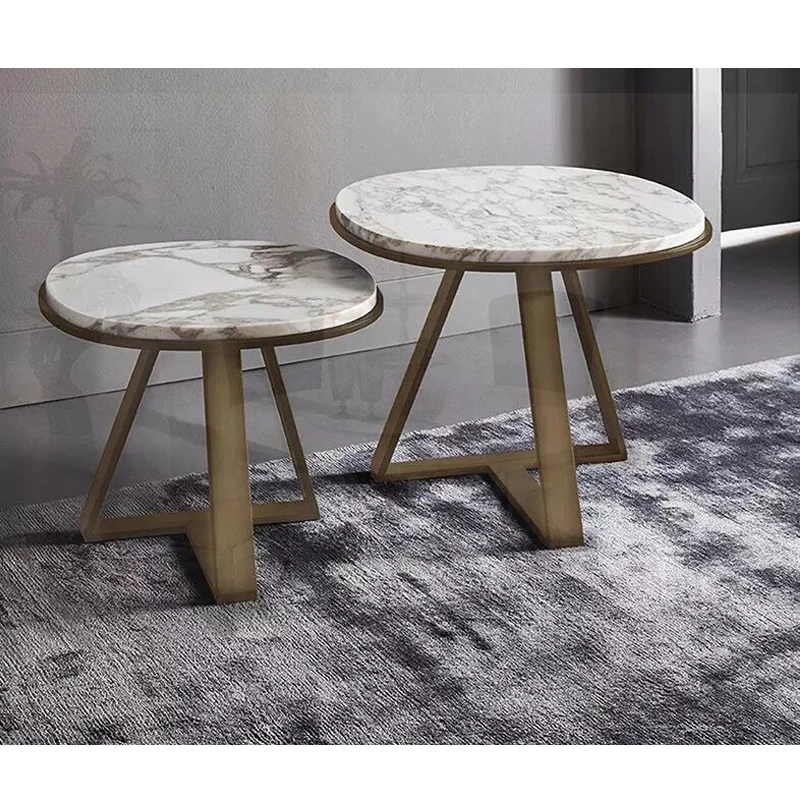 

Pack of 2pcs Living room furniture marble tops Stone table top coffee table natural stone side table wood leg