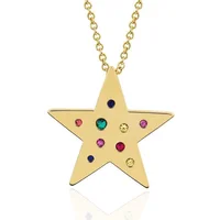 

18k gold plated fashion jewelry rainbow colorful cz inset classic geomemtric star necklace