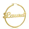 Personalized sterling silver name hoop gold color earrings bridesmaid christmas gift