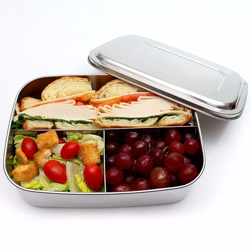 Wholesale 1.8l Stainless Steel Bento Lunch Box With 3 Compartments,Metal Food Container Lunchbox