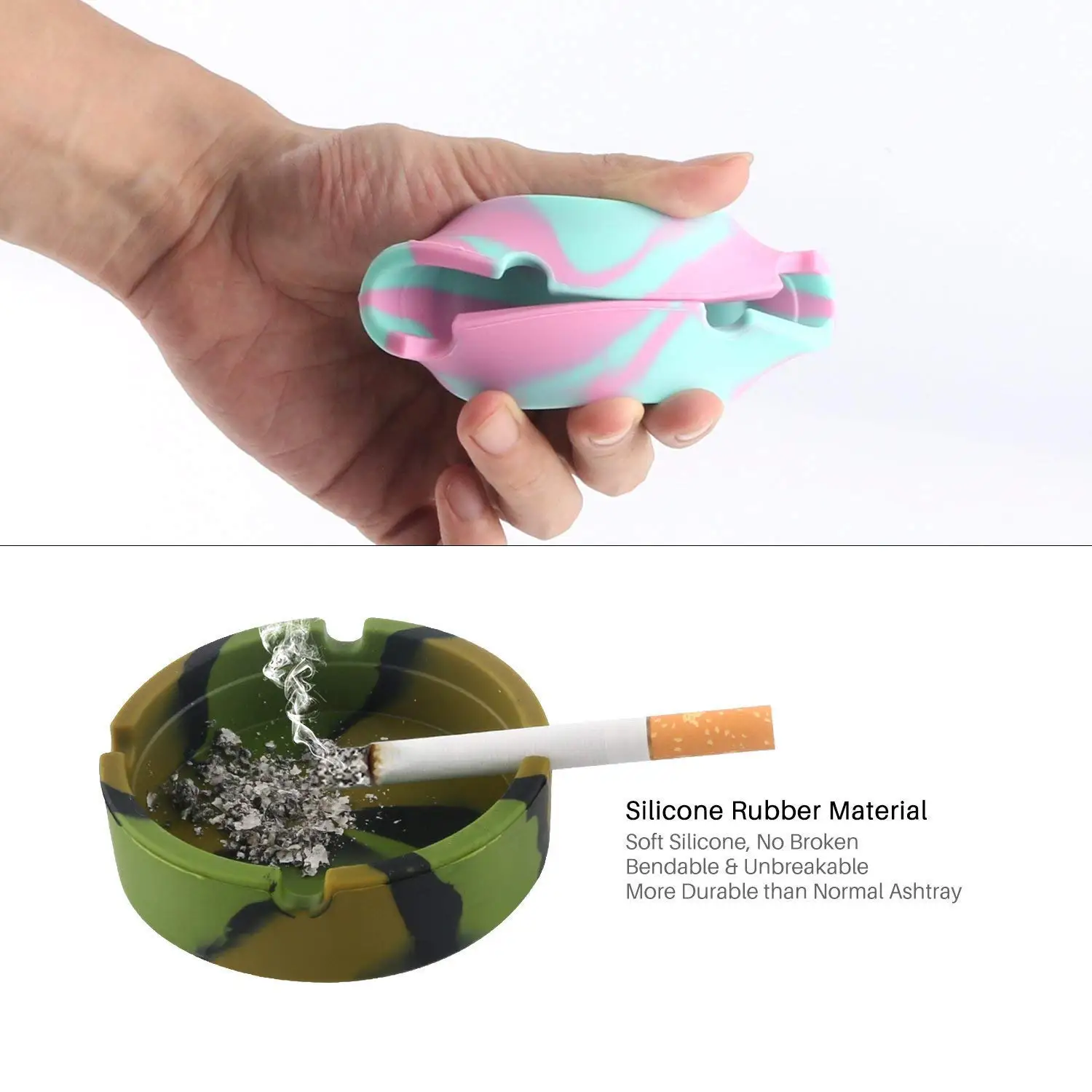 Custom Portable Ashtray Heat Resistant Round Silicone Design Ashtray