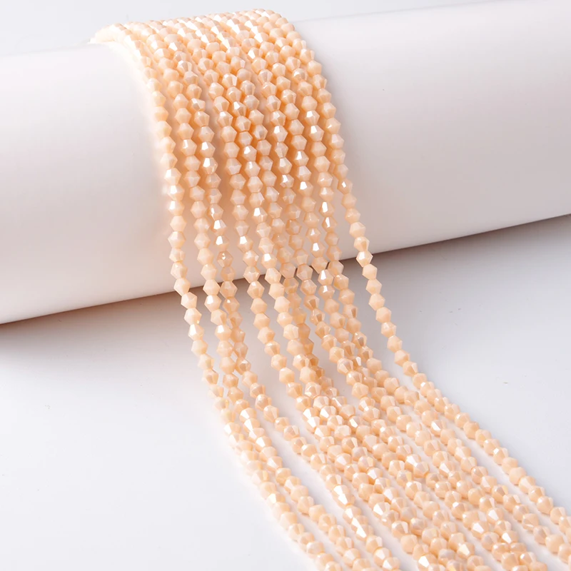 

2019 Wholesale DIY 4mm Faceted Bicone Crystal Glass Beads for Bracelets with Line or Bag Beads for Jewelry Making, Siam, red, white, purple , aquamarine,etc