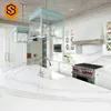 Italian source block Statuario white marble island countertops kitchen serving counter