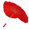 High quality special design umbrella straight knitting lace edge bride heart shape lovers umbrella