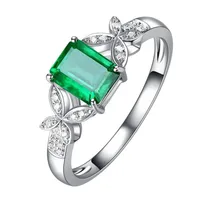 

SGARIT wholesale new design square 0.7ct green emerald natural gemstone jewelry 18k gold diamond ring for women engagement