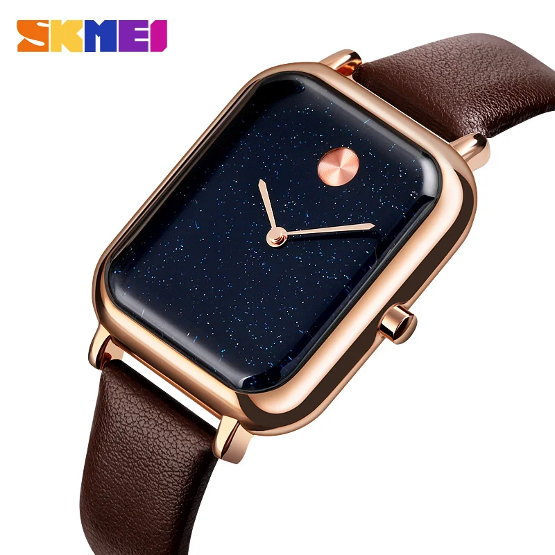 

SKMEI starry sky 9187 leather mesh watch band simple design watch