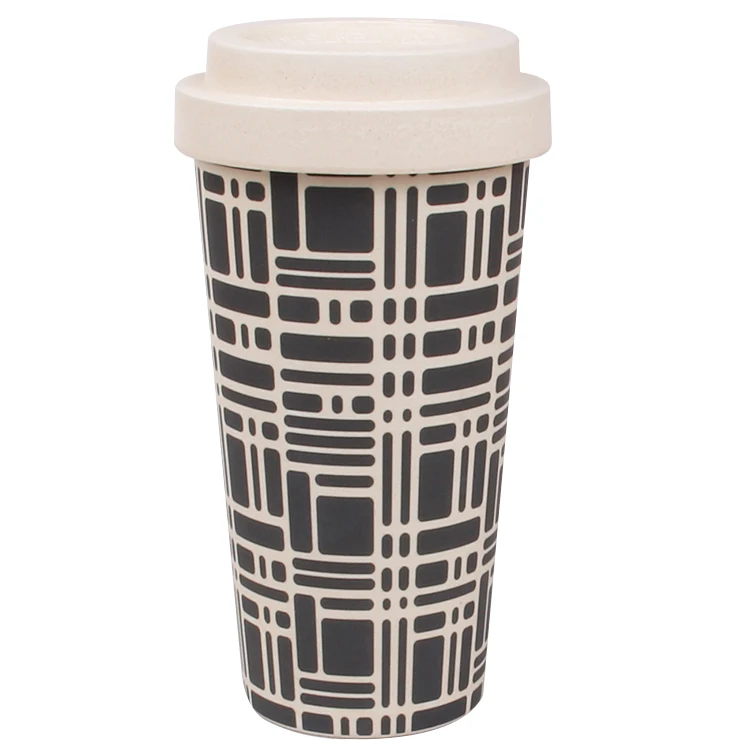 

2019 hot sell Degardable New Material Organic Bamboo Natural Cup sturdy bamboo fiber coffee Travel mug, Can be customized