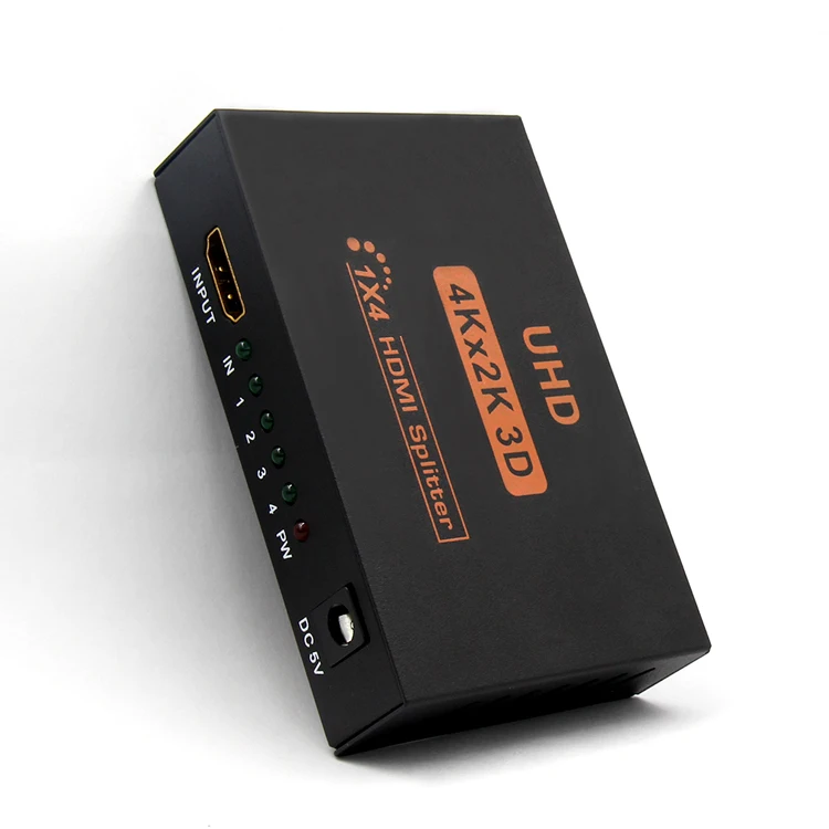4kX2K Latest Model 3D UHD 1.4V mini HDMI Splitter 1x4 1input 4 output splitter with 5v 1A power
