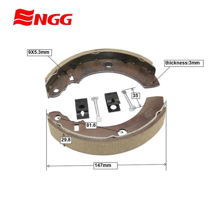 High Quality 147mm Length 4.3mm Thickness Brake Shoe Lining For