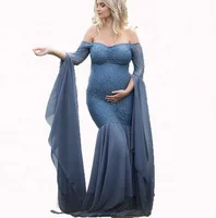 

elegant lace Maternity Clothing Gown Dresses For Photography Sexy Pregnant Women long sleeve Maternity Photo Shoot Dresses