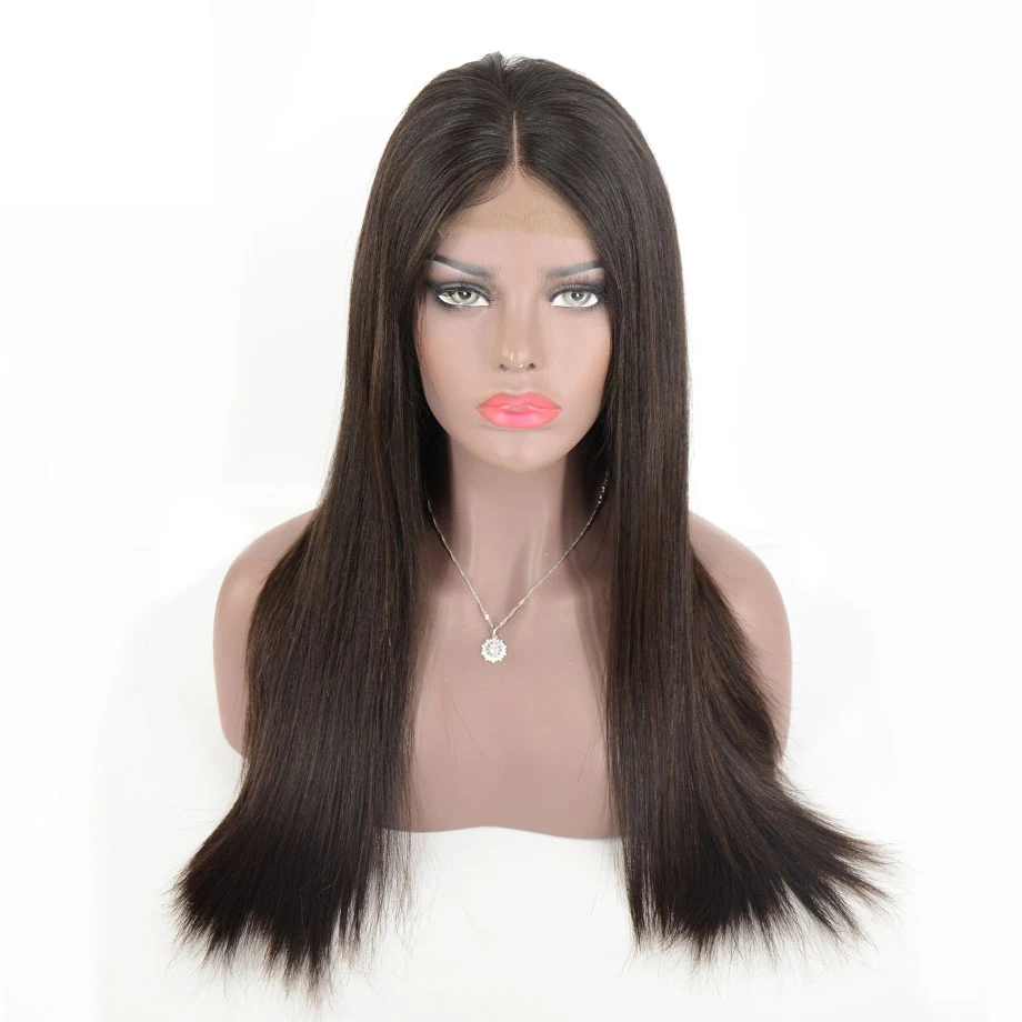 Angelbella Super Double Drawn Raw Virgin Hair Wig Silk Straight 250%Density Hair Bundles With Closure Wig Making Sewing machine