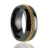 Wholesale Blank Black Ceramic Ring for Gold Plated Stainless Steel Ropes Inlay Jewelry