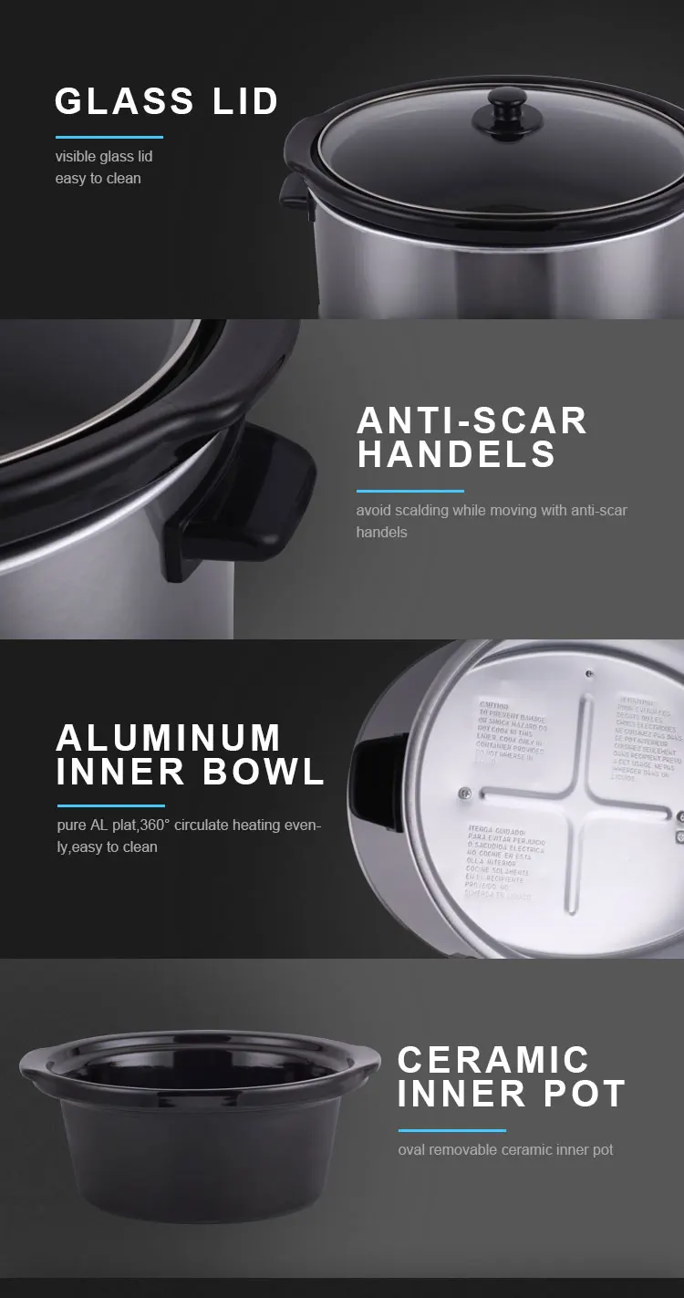 Hot Sell Warm Temperature Crockpot 7quart Auto Function Top Rated