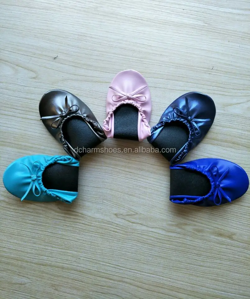 Women's Foldable Portable Travel Ballet Flat Roll Up Slipper Shoes With