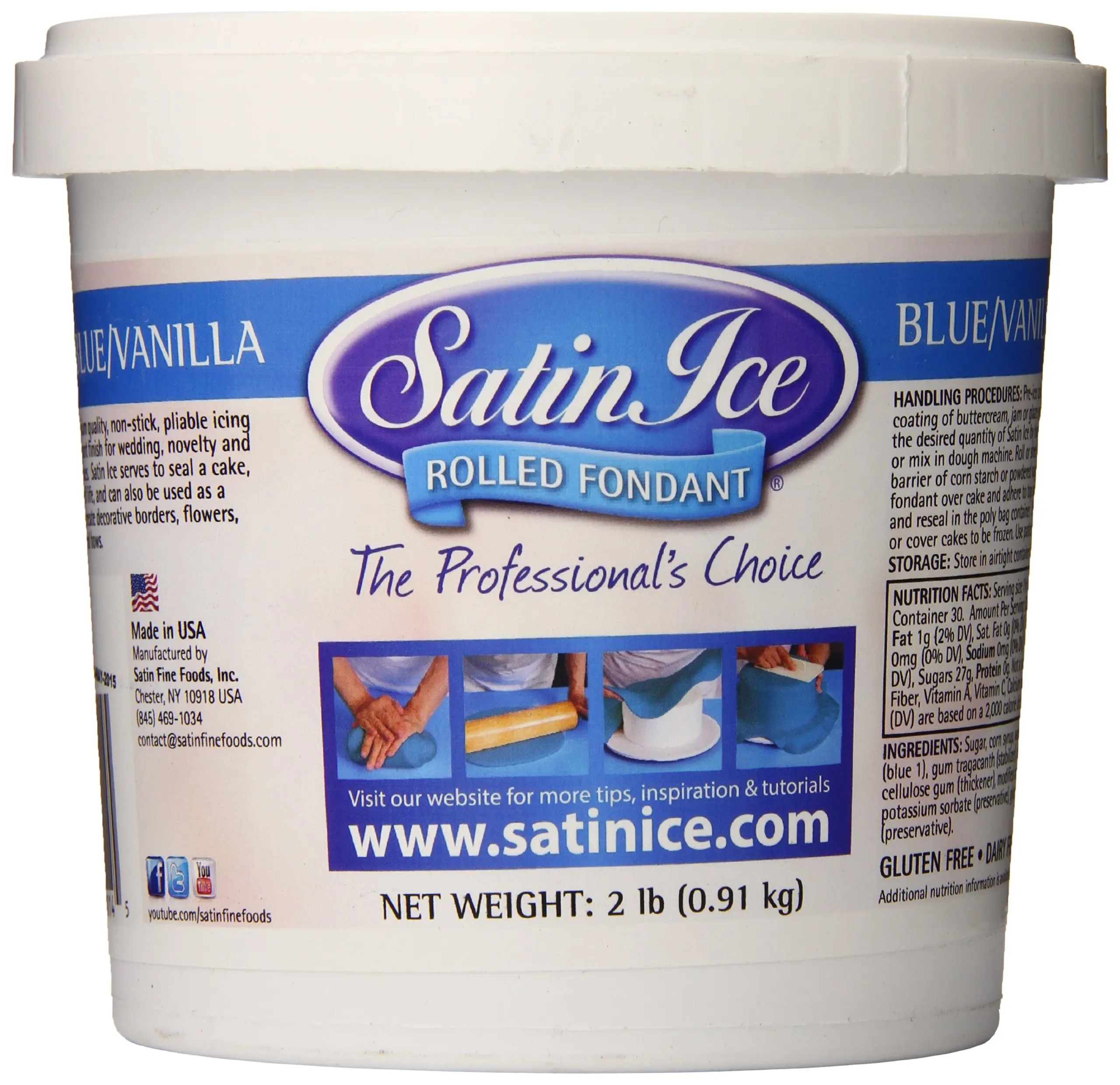 Decopac Satin Ice Blue Fondant Pail, Vanilla, 2 Pound