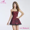 Lover-Beauty Lace Overbust Plastic Boned Sexy Red Corset Short Dress For Sale