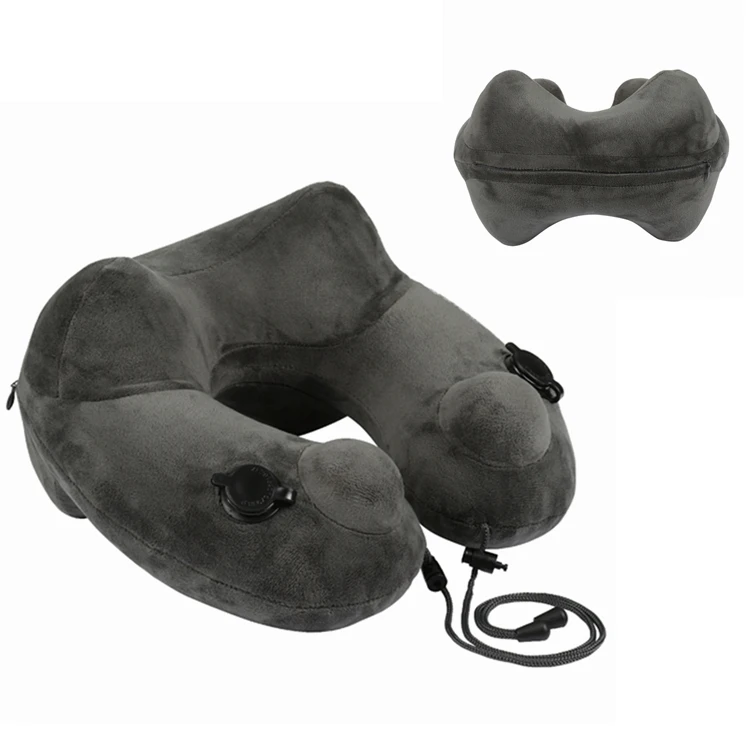 

Airgoods New U Shape Air Filled Neck Support Inflatable Travel Pillow, Gray;black;oem