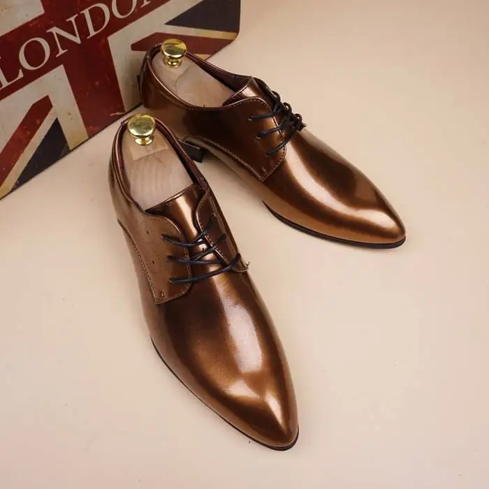 

Korean fashion men pointed head England retro luxury party single leather shoes