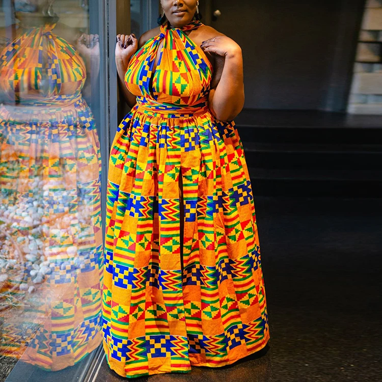 african print maxi dress plus size