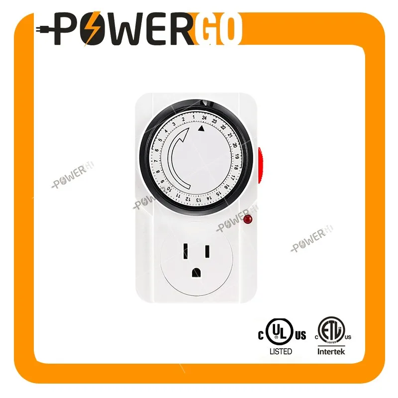 Mechanical Timer Socket Plug 3 Prong Outlet Indoor 24 Hours Heavy Duty Appliance Timer For