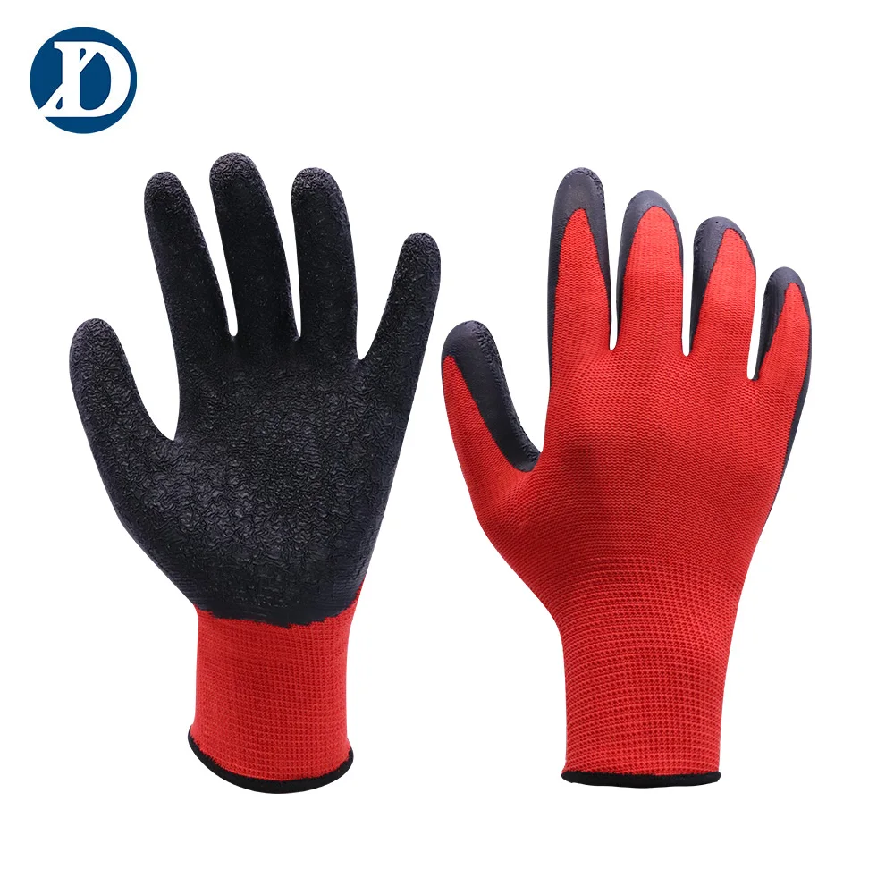 Safety Industrial Work Foam Cheap Red Latex Gloves With Palm Coated