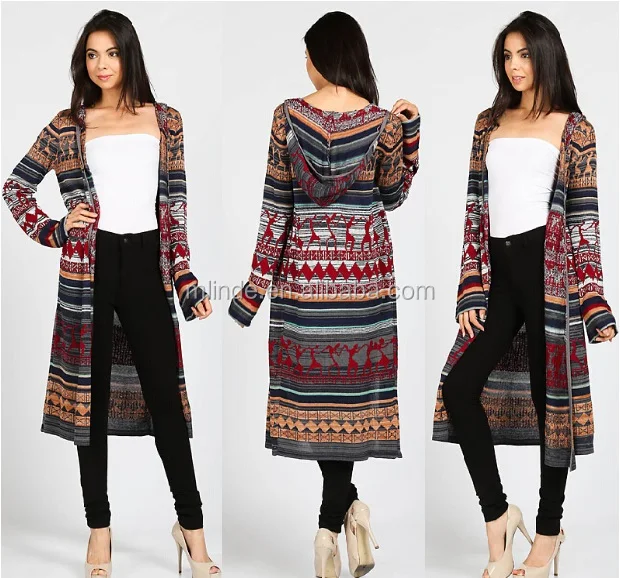 hooded long cardigan womens