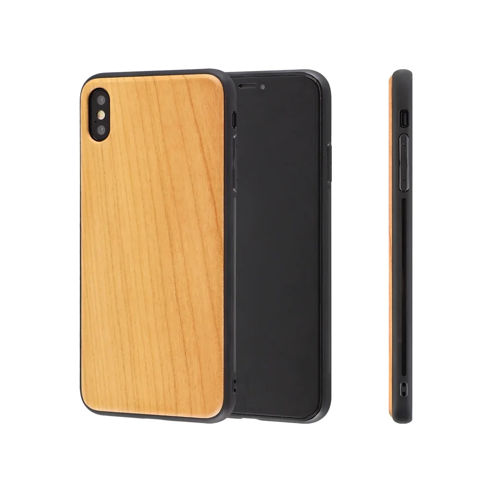 

Shockproof Round TPU Blank Bamboo Wood Phone Case For iPhone 8Plus, Original wood color