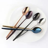 

Long Handle Stainless Steel Ice Cream Spoon Gold, Black, Rose Gold Colorful Juice Spoons