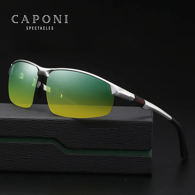 

CAPONI Aluminum Magnesium Men Sunglasses Polarized Day And Night Glass Driving Sun Glasses Night Vision Eyewear RY3121