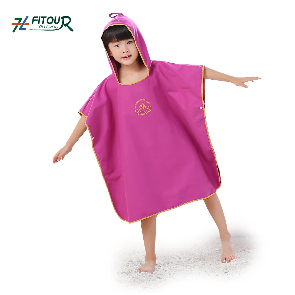 
100% Microfiber Quick dry Soft Surf Changing Robes Surf Beach Poncho Hooded Towel For Kids 