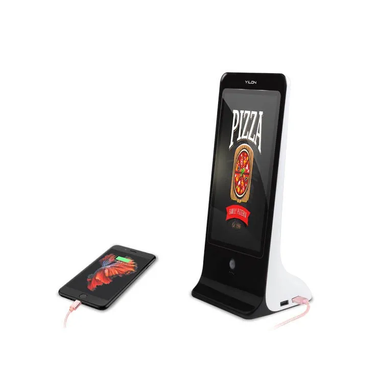 

2019 Restaurant Lcd Table Menu Holder Desktop Charging Station Power Bank For Advertising