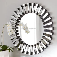 

Antique sun shaped with silver leaf frame mirror strips wall