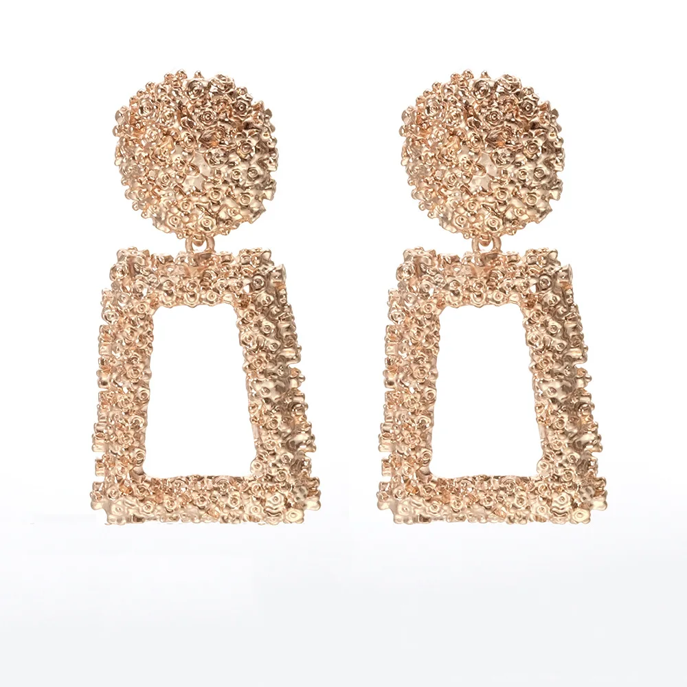 

Big Vintage Earrings for women gold color geometric statement 2018 metal hanging fashion earring jewelry, Silver;gold;black;red;rose-gold