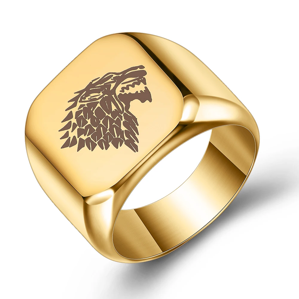 

European And American Retro Style Game Ice Wolf Casting Titanium Steel Ring, N/a