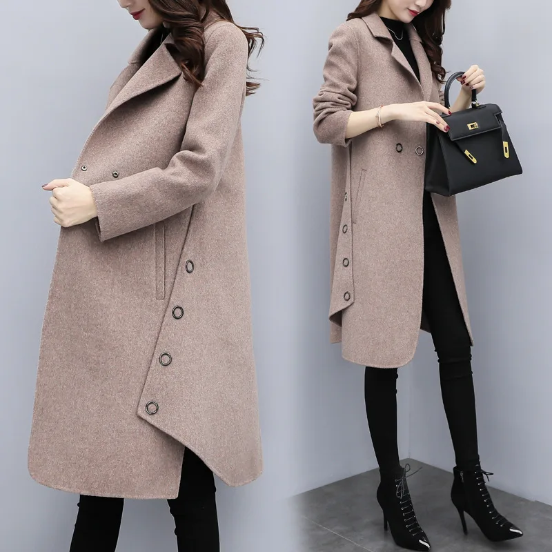 

YQ64 Pure Colour Women's Wool Handmade Sweater Design For Girl Imitated Mink Wool Long Cardigan coat