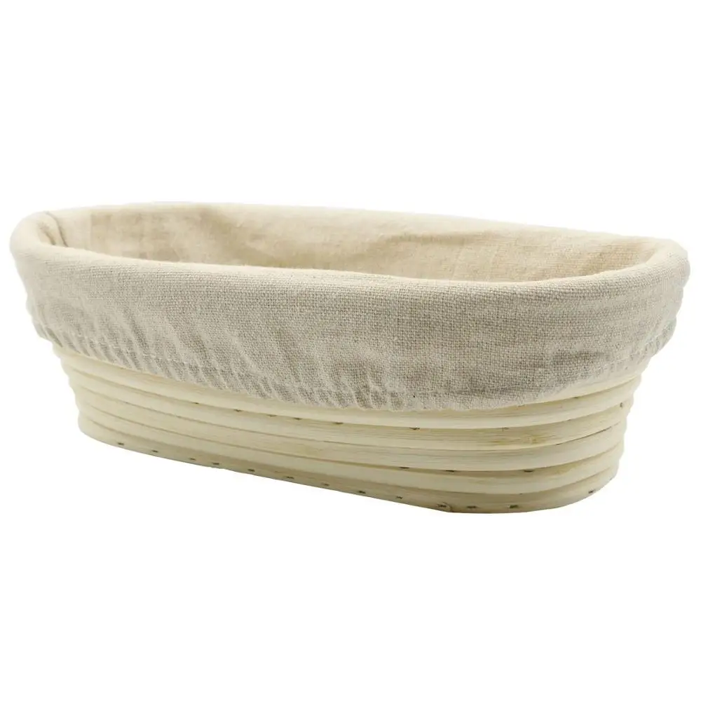 

High quality oval long banetton bread proofing rising natural rattan basket & liner, Natural color