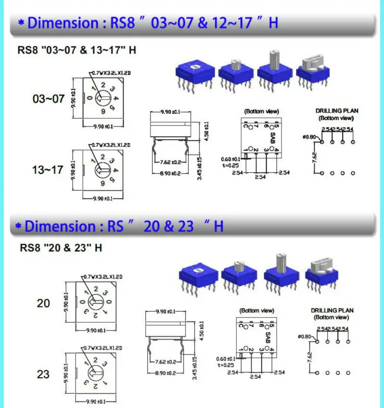 SP3T,SP4T,SP5T,SP6T,SP7T ON OFF ALPS ROTARY SWITCH 4 POSITION