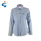 New fashionable custom made nice long sleeve washed denim womens clothes