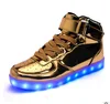 Golden Sneakers Light Up Sports Shoes LED Shoes