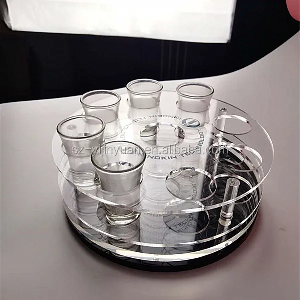 Round Shot Glass Holder Tray Rotating Acrylic Shot Wine Glasses Tray