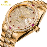 

MiGe 2019 original supplier New gold and diamond stainless steel Automatic mechanical wrist watches for men Support OEM