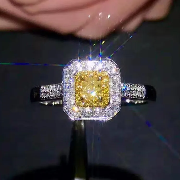 

fashion gemstone jewelry design18k real gold South Africa 0.203ct natural yellow diamond finger ring for women wedding