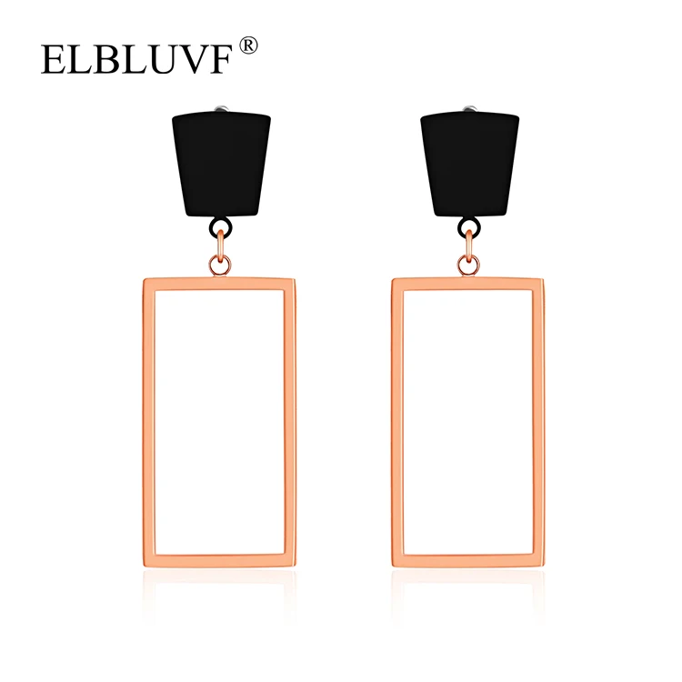 

ELBLUVF Free Shipping Stainless Steel Jewelry Rose gold Plated Fancy Triangle Shape Stud Earrings For Girls Wholesale