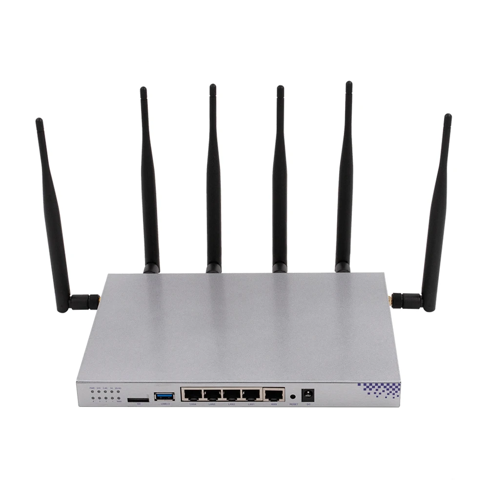 

Openwrt gigabit dual band 2.4Ghz 5.8Ghz working frequency Max rate 1200Mbps 6 antennas high power wireless router, Silver