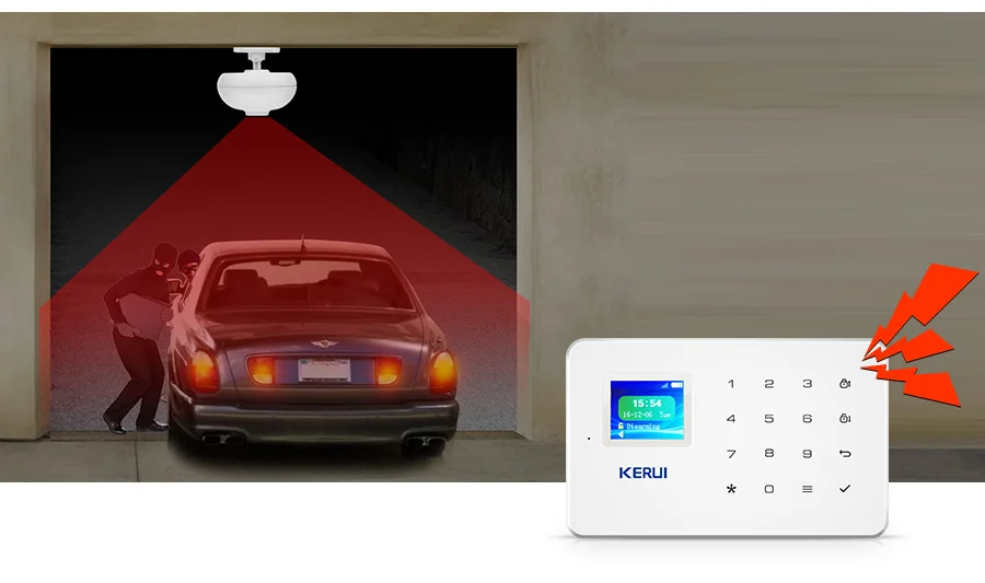 KERUI  WIFI GSM W20 Home Security With 2.4 inch TFT Touch Panel with smoke sensor