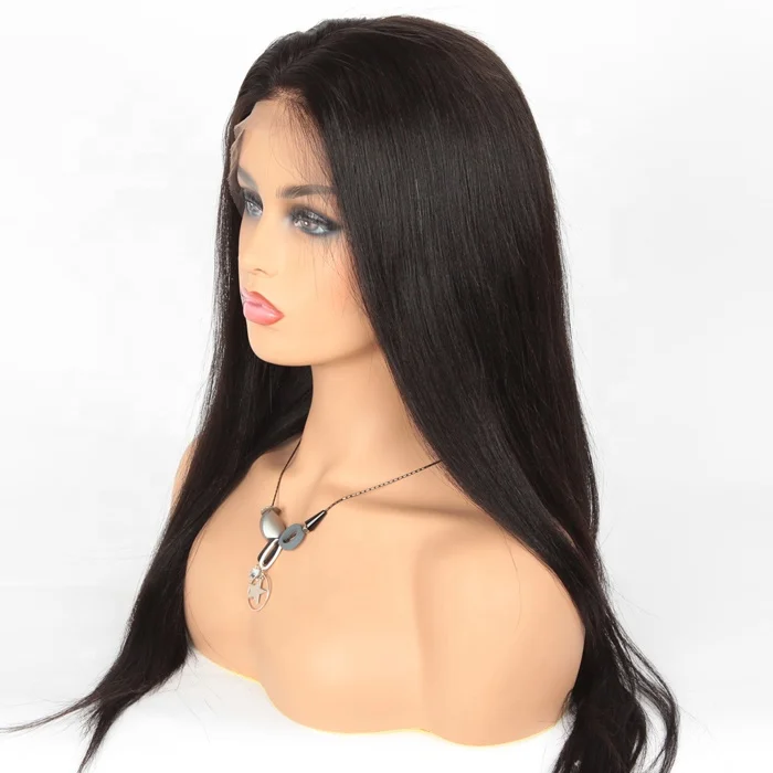 

Wigsroyal yaki straight human hair wig, yaki full lace wig, Natural color