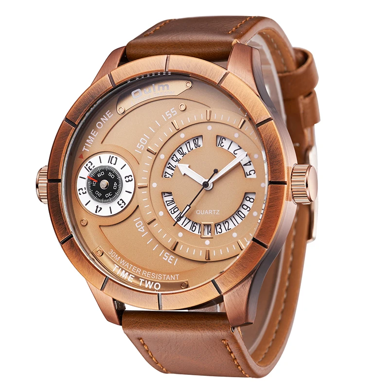 

Oulm Watch Man Quartz Watches Top Brand Luxury Leather Strap Military Sport Wristwatch Male Clock relogio masculino