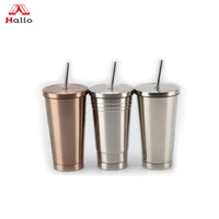 

Stainless Steel Double Wall Coffee Office Mug Cups Tumbler With Straw